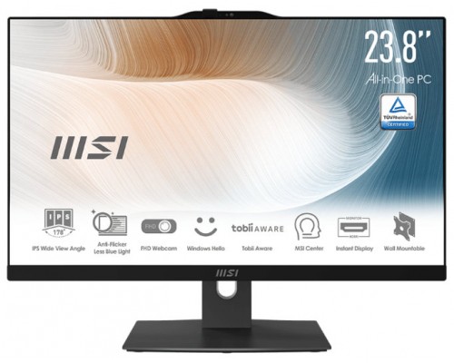 MSI AIO MODERN AM242P 12M-816ES. 23.8" IPS FHD 16:9 (1920x1080).  i7-1260P. INTEL IRIS XE GRAPHICS. SO-DIMM DDR4 16GB (8GB*2). SSD 512GB. SIN S.O. NEGRO. (Espera 4 dias)