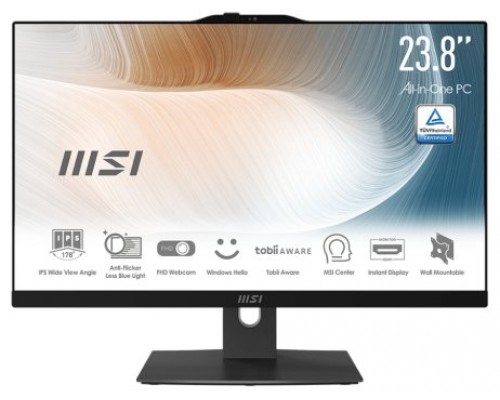 MSI AIO MODERN AM242TP 12M-823ES. 23.8" (60CM). PLANO. IPS. INTEL PROCESSOR N100. DDR4 SDRAM 16GB (8GB*2). 512 GB PCIE SSD. SIN S.O. NEGRO (Espera 4 dias)