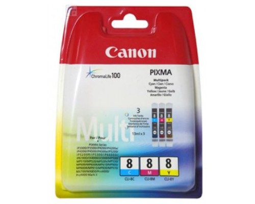 MULTIPACK 3 CARTUCHOS CANON TINTA CLI-8 C/M/Y (Espera 4 dias)