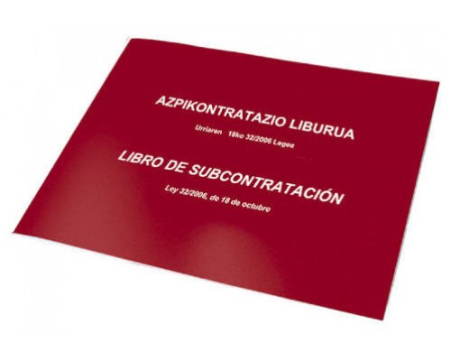 LIBRO DE SUBCONTRATACION EUSKERA/CASTELLANO A4 APAISADO 10 HOJAS NUMERADAS DOHE 09992 (Espera 4 dias)