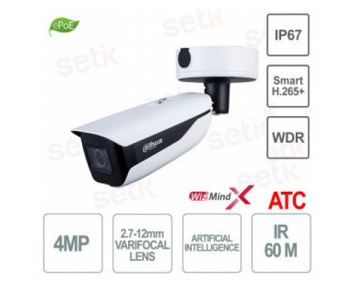 (DH-IPC-HFW7442HP-Z-2712F-DC12AC24V-ATC-X) DAHUA CAMARA IP BULLET SERIE 7, 4MP, IR 60M, DETECCION INTELIGENTE CON META DATOS, CONTEO DE PERSONAS, DEEP LEARNING, GESTION DE PARKING, ANPR, ALARMA, SOPORTA MICROSD HASTA 1TB, IP67, IK10, VARIFOCAL 2.7-12 (Esp
