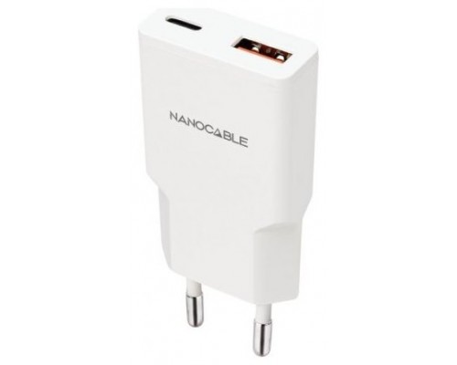 Nanocable Cargador USB-C/PD + USB-A/QC 25W Blanco