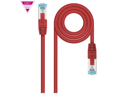 CABLE DE RED LATIGUILLO 600MHZ LSZH SFTP PIMF CAT7 AWG26 0.30 M ROJO NANOCABLE (Espera 4 dias)