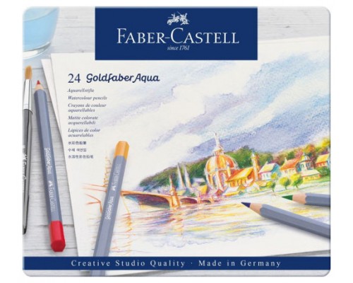 ESTUCHE DE METAL CON 24 LÁPICES DE COLORES ACUARELABLES GOLDFABER. FABER CASTELL 114624 (Espera 4 dias)