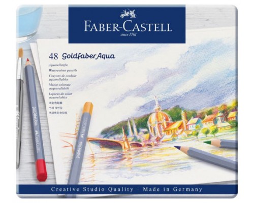 ESTUCHE DE METAL CON 48 LÁPICES DE COLORES ACUARELABLES GOLDFABER. FABER CASTELL 114648 (Espera 4 dias)