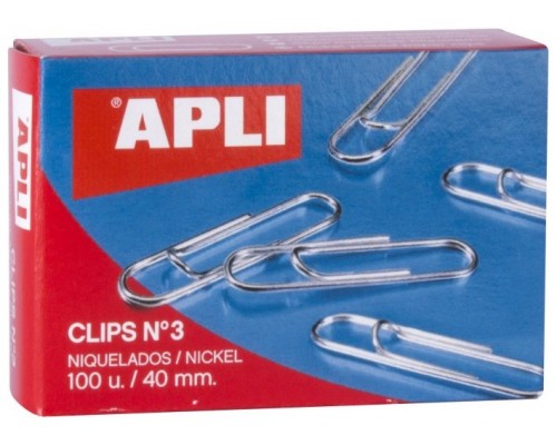 APLI CLIPS NIQUELADOS Nº 3 - 40MM CAJA DE 100