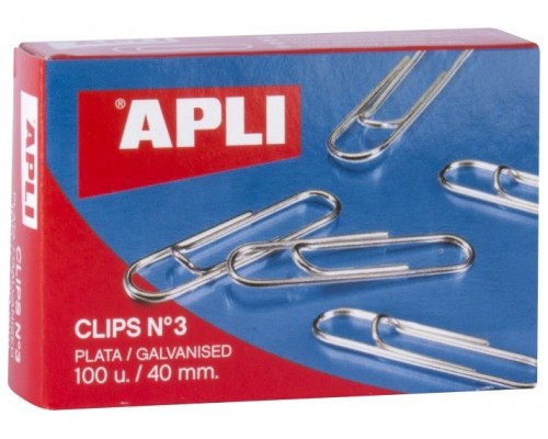 APLI CLIPS PLATEADOS Nº 3 - 40MM CAJA DE 100