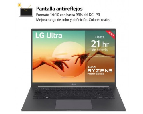 LG PORTATIL (14U70R-G.AP56B) ULTRA PRO, 14", RYZEN5, 8GB RAM, 512GB SSD, GRIS (Espera 4 dias)