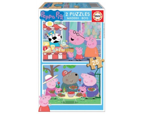 PUZZLE MADERA PEPA PIG 2X25 PIEZAS  EDUCA BORRAS 18078 (Espera 4 dias)