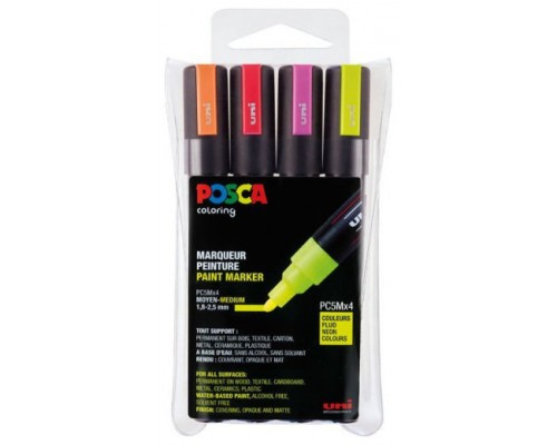 ESTUCHE 4 UDS. PC-5M FLUOR POSCA UNIBALL 182634682 (Espera 4 dias)