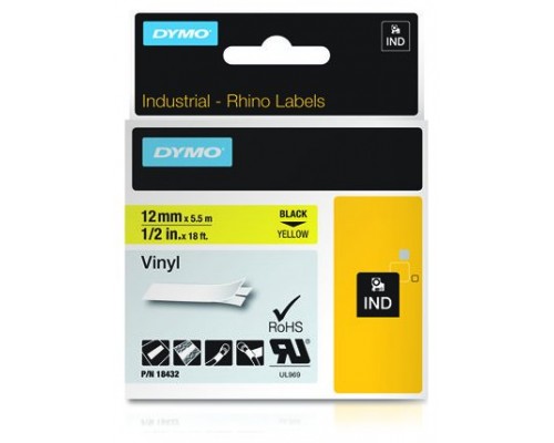 DYMO RHINO Cinta ID1-12 Negro/amarillo vinilo