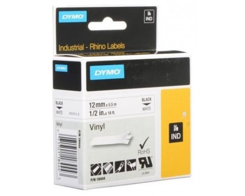 CINTA ROTULADORA RHINOPRO VINILO NEGRO/BLANCO 12MM DYMO 018444 (Espera 4 dias)