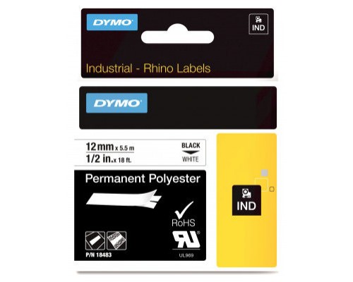 DYMO RHINO Cinta ID1-12 Negro/blanco polyester