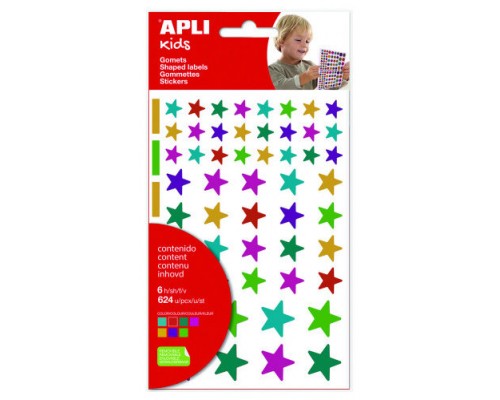 BOLSA DE GOMETS - PEGATINAS ESTRELLAS MULTICOLOR 6 HOJAS APL (Espera 4 dias)