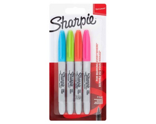 Sharpie 2065403 marcador permanente Fibre tip Azul, Verde, Naranja, Rosa 4 pieza(s) (Espera 4 dias)