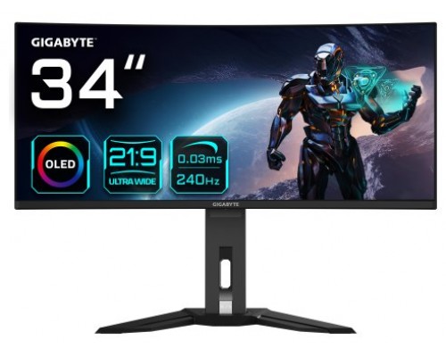 Gigabyte MO34WQC2 pantalla para PC 86,4 cm (34") 3440 x 1440 Pixeles Wide Quad HD OLED Negro (Espera 4 dias)