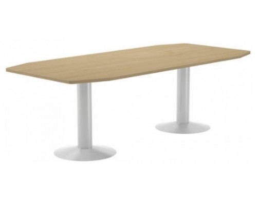 MESA DE REUNIONES 220X100X72CM. COLOR: PATA METALICA BLANCA / TABLERO ROBLE ROCADA 3003ATW08 (Espera 4 dias)