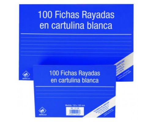 100 FICHAS DE CARTULINA RAYADA (95X65 MM) N.º 1 MARIOLA 3111R (Espera 4 dias)