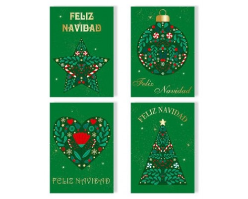 TARJETA FELICITACIÓN NAVIDAD FOIL GREEN/GOLD BISMARK 330895 (MIN24) (Espera 4 dias)