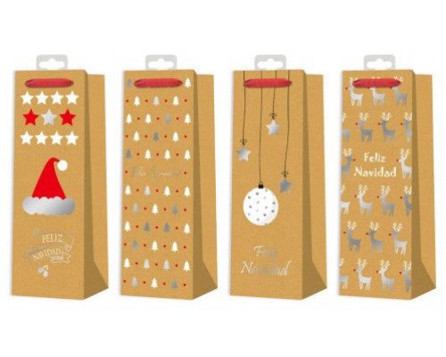 BOLSA BOTELLAS NAVIDAD KRAFT&FOIL BISMARK 332863 (MIN12) (Espera 4 dias)