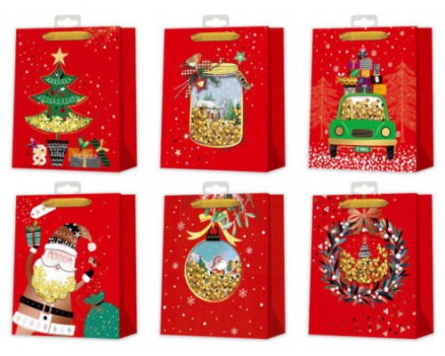 BOLSA NAVIDAD ROJA C/ CONFETTI BISMARK 332865 (MIN12) (Espera 4 dias)