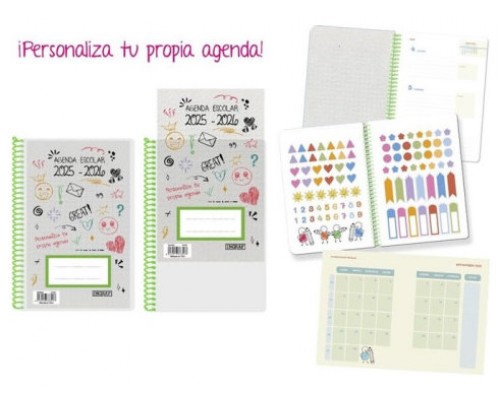 AGENDA ESCOLAR 2025-2026 PERSONALIZABLE 4º SEMANA VISTA TAPA POLIPROPILENO INGRAF 333353 (Espera 4 dias)