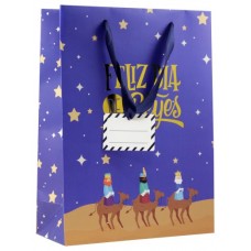 BOLSA PAPEL REYES MAGOS M (27X12X37 CM) FOIL CON TARJETA COLGANTE COLORES SURTIDOS BISMARK 333600 (Espera 4 dias)