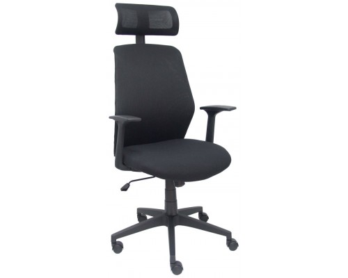 FOROL Silla Parolis respaldo malla negro con cabecero y asiento aran negro