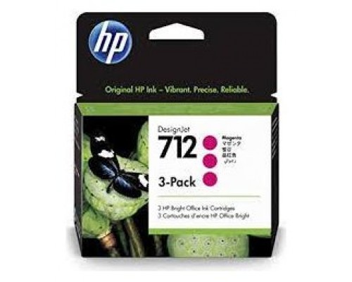 HP DesignJet T200/T600, 3 Pack Cartuchos Magenta 712