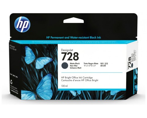 HP DesignJet T830,T730,728 Cartucho negro mate de 130ml