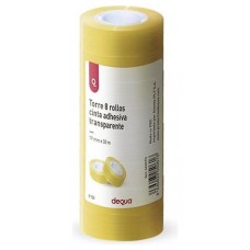 Dequa Cinta adhesiva transparente - 19 mm x 33 m - Torre 8 rollos