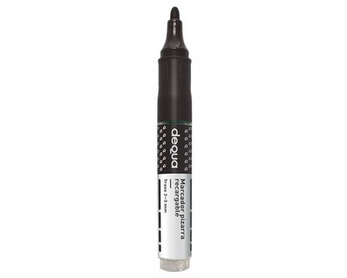 DEQUA Marcador pizarra recargable punta conica trazo 1,5-3mm negro