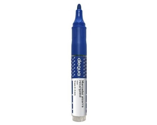 DEQUA Marcador pizarra recargable punta conica trazo 1,5-3mm azul