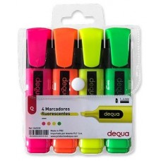 Dequa Marcador fluorescente - Trazo 1 / 4 mm - Colores surtidos - Pack 4 ud