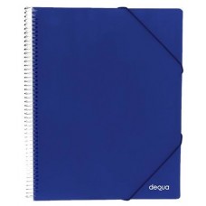 DEQUA Carpeta 30 fundas espiral con gomas y sobre A4 translucido AZUL