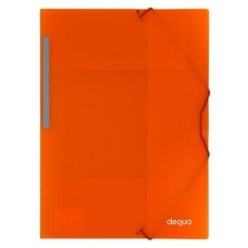 DEQUA Carpeta de gomas y 3 solapas A4 naranja