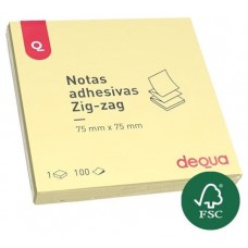 Dequa Bloc notas adhesivas zig-zag 100h 75x75mm amarillo