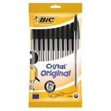 BLISTER CARTÓN 10 BOLIGRAFOS CRISTAL CON CUERPO TRANSPARENTE TRAZO 0,4MM. NEGRO BIC 516353 (Espera 4 dias)