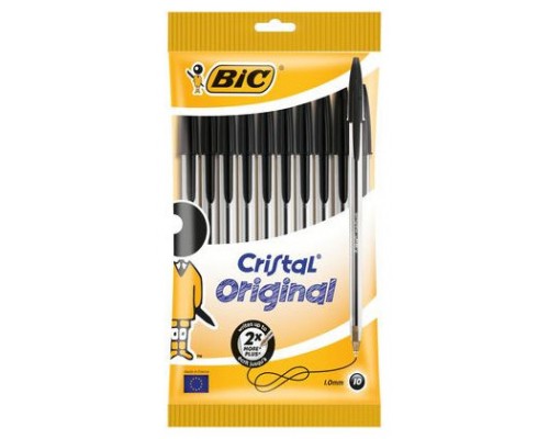BLISTER CARTÓN 10 BOLIGRAFOS CRISTAL CON CUERPO TRANSPARENTE TRAZO 0,4MM. NEGRO BIC 516353 (Espera 4 dias)