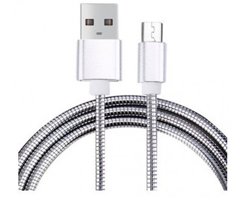 Cable USB a Micro USB 5 Pines (Carga y Transferencia) Metal Plata 1m Biwond (Espera 2 dias)
