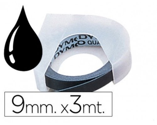 DYMO Cinta RELIEVE 9mm X 3mt para rotuladora Omega/junior color Negro