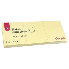 DEQUA Paq.3 blocs notas adhesivas 100h 40x50mm amarillo