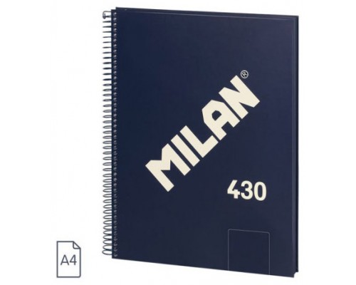 CUADERNO A4 CON ESPIRAL Y TAPA DURA, 80 HOJAS BLANCAS DE 95 GR/M, COLECCIÓN 430 SINCE 1918, AZUL MILAN 57141E80B (Espera 4 dias)