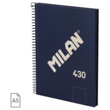 CUADERNO A5 CON ESPIRAL Y TAPA DURA, 80 HOJAS BLANCAS DE 95 GR/M, COLECCIÓN 430 SINCE 1918, AZUL MILAN 57151E80B (Espera 4 dias)