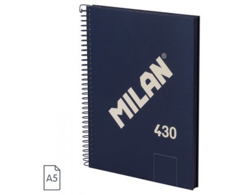 CUADERNO A5 CON ESPIRAL Y TAPA DURA, 80 HOJAS BLANCAS DE 95 GR/M, COLECCIÓN 430 SINCE 1918, AZUL MILAN 57151E80B (Espera 4 dias)