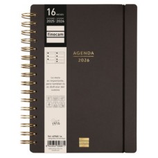 AGENDA 16 MESES SEPTIEMBRE 2025-DICIEMBRE 2026 HAIKU E10-155X212 SEMANA VISTA HORIZONTAL NEGRO+ FINOCAM 627400126 (Espera 4 dias)