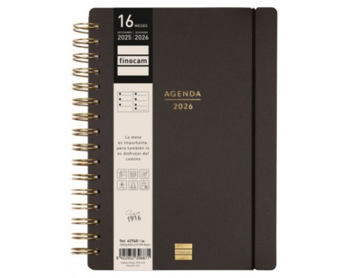 AGENDA 16 MESES SEPTIEMBRE 2025-DICIEMBRE 2026 HAIKU E10-155X212 SEMANA VISTA HORIZONTAL NEGRO+ FINOCAM 627400126 (Espera 4 dias)