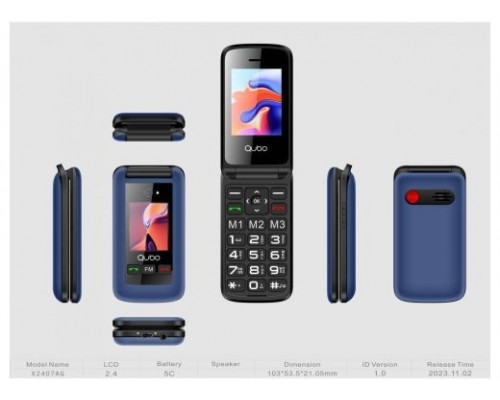 Telefono Qubo X-247BKC 2,4"+1,77" Azul