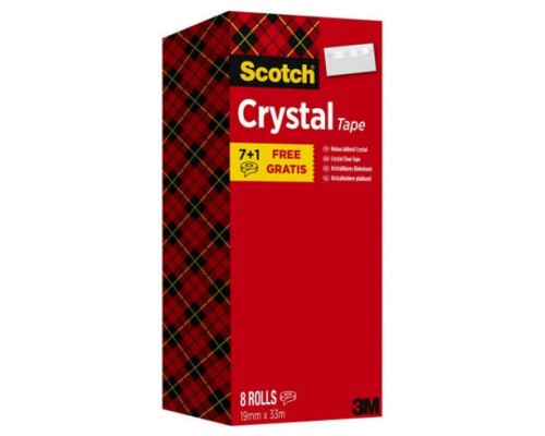 PACK 7+1 ROLLOS CINTA SUPERTRANSPARENTE 19MM X 33M CRYSTAL 6-1933R8 SCOTH 7100026961 (Espera 4 dias)