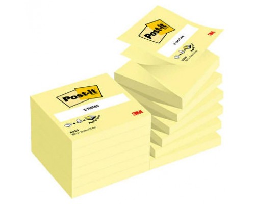 PACK 12 BLOCS 100 HOJAS Z-NOTES ADHESIVAS 76X76MM CANARY YELLOW CAJA CARTÓN R-330-CY POST-IT 7100290167 (Espera 4 dias)